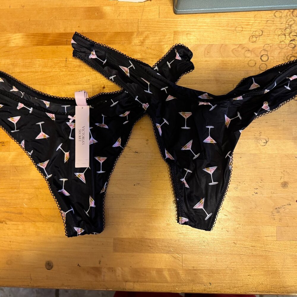 TWO (2) of Victoria's Secret Very Sexy Printed High-Leg Thong Panty  NEW w TAGS